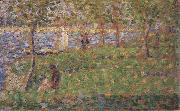 Etude pour Moyenne Distance,gauche,avec Bateau a Voile, Georges Seurat
